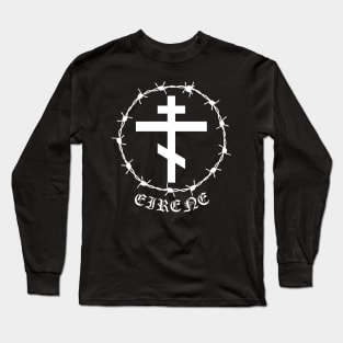 Eastern Orthodox Cross Peace Eirene Barbed Wire Metal Hardcore Punk Long Sleeve T-Shirt